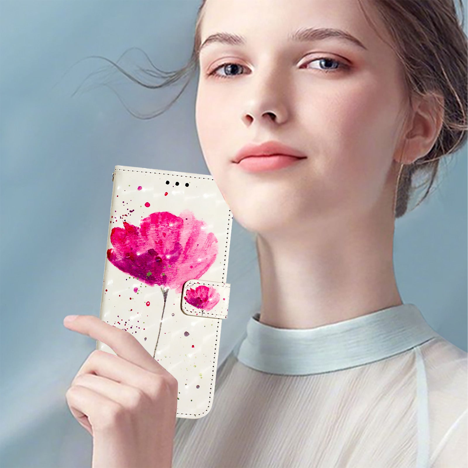 For Samsung Galaxy A06 Leather Case YB Pattern Printing Leather Series-2 Pattern Printing Wallet Stand Cover - Flower For Samsung Galaxy A06 Leather Case YB Pattern Printing Leather Series-2 Pattern Printing Wallet Stand Cover - Flower
